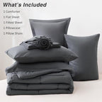 Love's cabin Twin Comforter Set Soot Grey, 5 Pieces Twin Bed in a Bag, All - Image 8