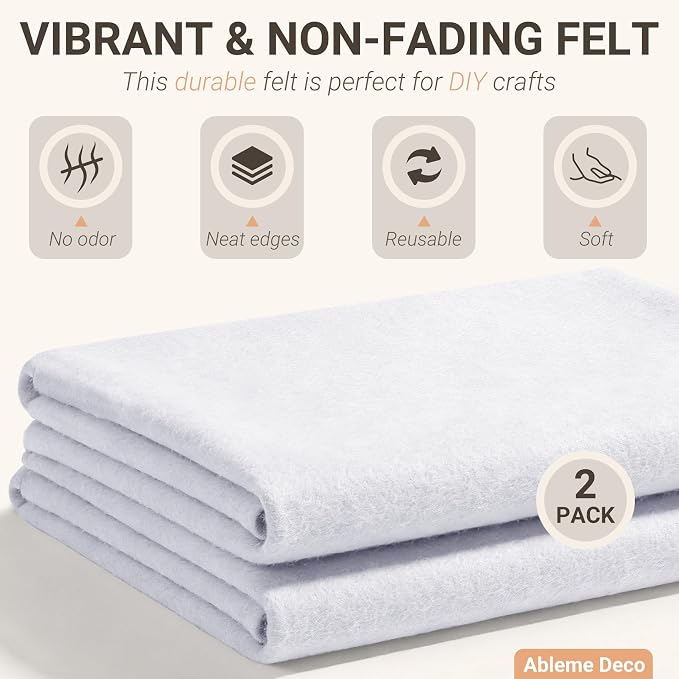 White Felt Fabric Sheets 18" x 18" 1.6mm Soft Craft Felt Squares | Soft Precut - Image 3