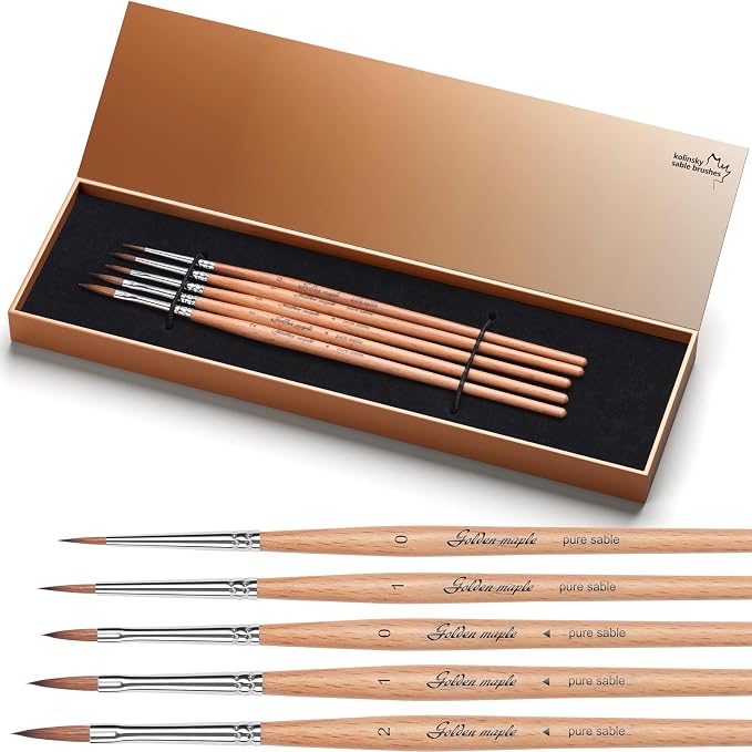 Golden Maple Kolinsky Sable Miniature Paint Brushes, Watercolor Details by goldenmaple