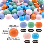 Pndeyo 50pcs Wooden Beads for Crafts, 24mm Large Hole Natural Wood Hair Bead - Image 2