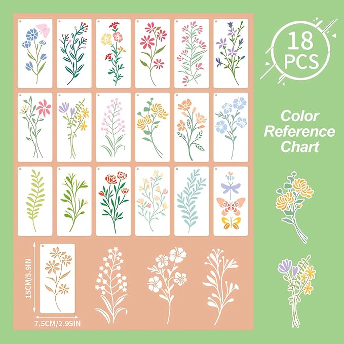 Flower Stencils for Painting, Floral Drawing Templates for Wood Wall Canvas - Image 7