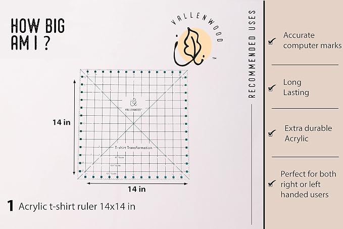 Not Overpriced T-Shirt Alignment Transformation Ruler 14x14inches. Turn Any Old - Image 2