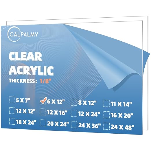 CALPALMY 6 x 12” Clear Acrylic Sheet Plexiglass – 1/8”Thick; Use by CalPalmy