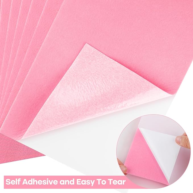 CHRORINE 10 Pcs Pink Felt Fabric Sheets Self Adhesive Felt Sheets 8 x 12 Inches - Image 3
