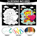 Zhanmai 48 Pcs Love Edition Velvet Coloring Posters Felt Pages to Color Fuzzy - Image 2