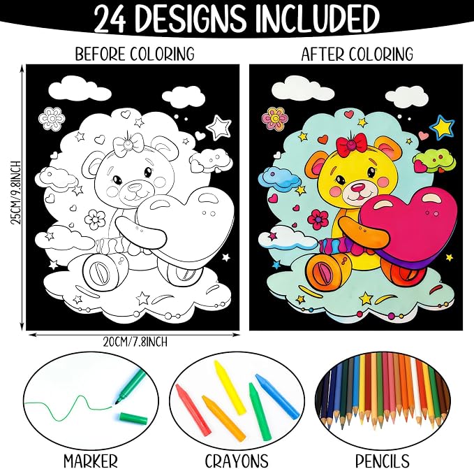 Zhanmai 48 Pcs Love Edition Velvet Coloring Posters Felt Pages to Color Fuzzy - Image 2