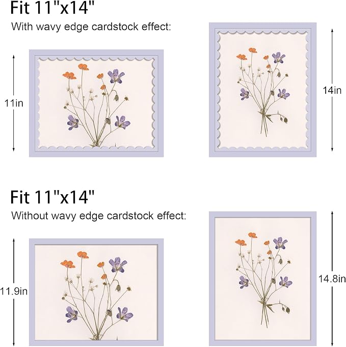 11x14 Picture Frame with Wavy Mat, Wooden Real Glass 11 x 14 Photo Frame - Image 3