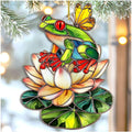2D Flat Faux Stained Glass Frog Christmas Acrylic Ornament, Frog Ornaments by Unknown