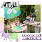 2 Pcs Paint Brush Cleaner Set Stainless Steel Double Dipper Palette Cup Paint - Image 6