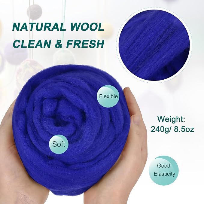 uxcell Needle Felting Wool, 8.5 Oz Nature Fibre Wool Yarn Roving - Image 2