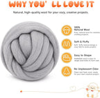 3.53oz Wool Roving: Needle Felting Wool White Roving Wool Felting Supplies Pure - Image 2