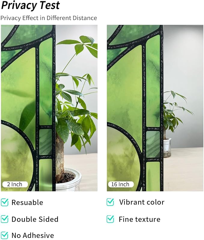 Original Hand Drawn Faux Stained Glass Window Film, Double-Sided Privacy Static - Image 3
