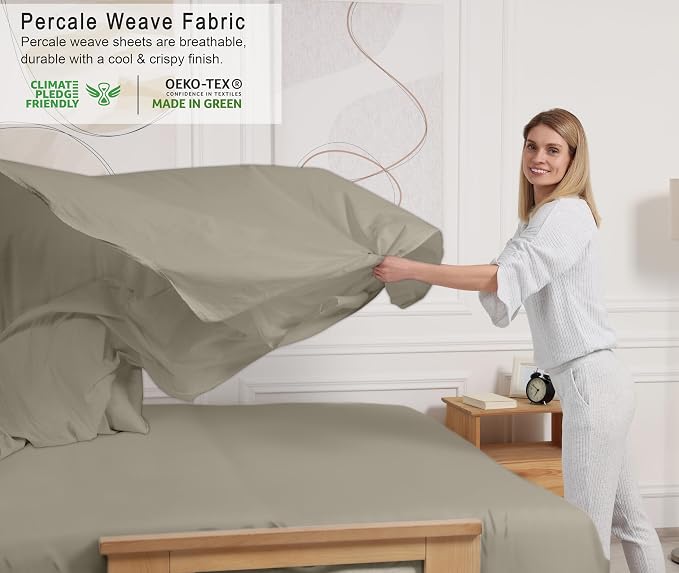 RUVANTI 100% Cotton Sheets – Queen Size Percale Bedding, Cooling & Breathable - Image 3