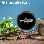 3D Shark Crystal Ball with Stand Lase Engraved Glass Sphere Paperweight Shark - Image 3