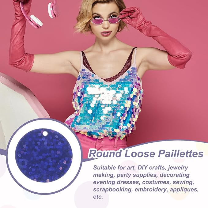 MECCANIXITY 700 Pcs Flat Round Sequins 15mm/0.6 Inch Loose Paillettes Craft - Image 4