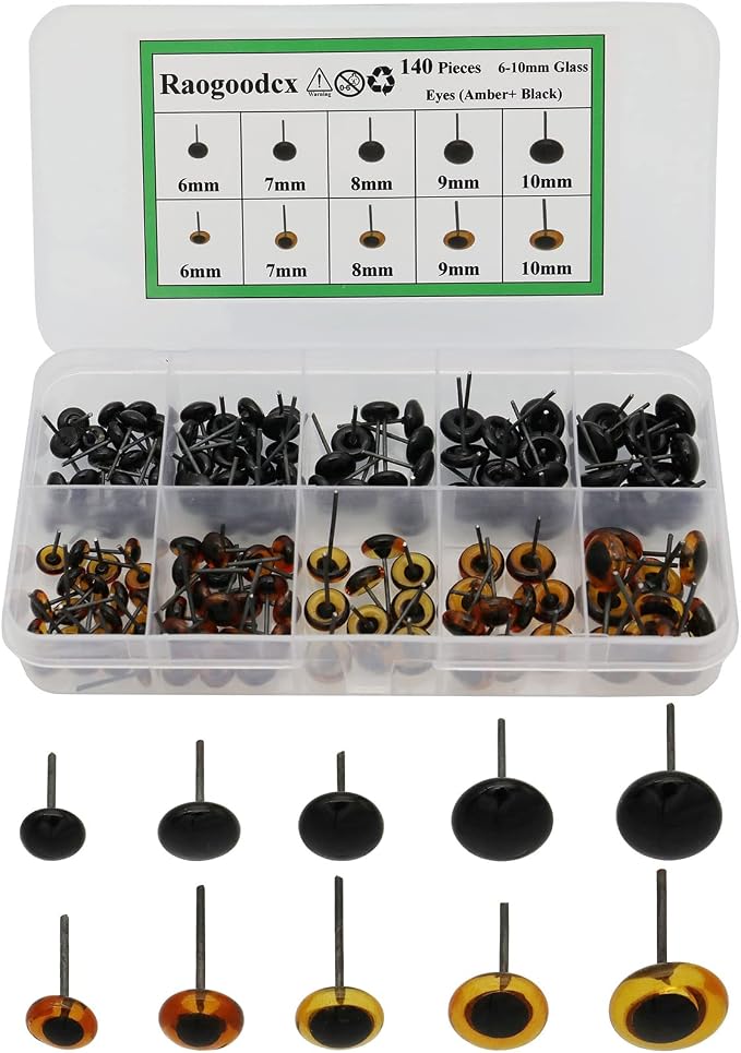 140Pcs Needle Felting Eyes 6-10mm mini Glass Amber - Image 4