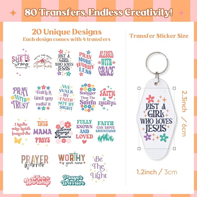 Kaciola Studio 80PCS Faith UV DTF Wrap Stickers-Faith Theme UV DTF Stickers - Image 2