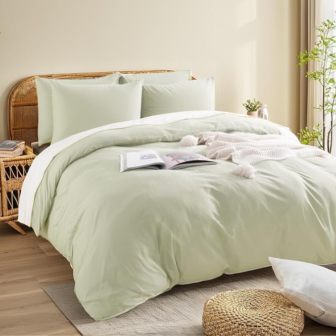 NEXHOME PRO Duvet Cover Set Super Queen 92"x98" Linen Feel Textured Organic - Image 3