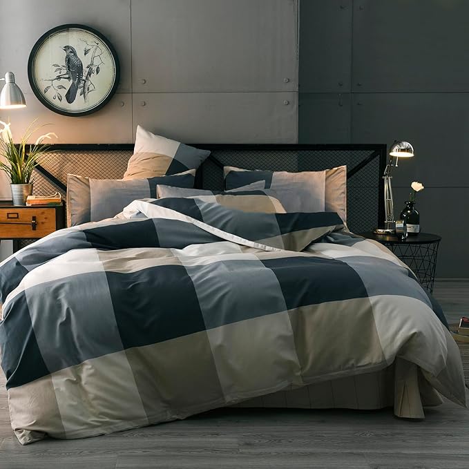 mixinni Full Size Checkered Duvet Cover Set by mixinni