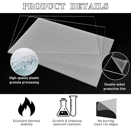 Roowest 2 Pcs 24 x 48 Inch, 1/4 Inch Thick Clear Acrylic Sheets Plastic - Image 3