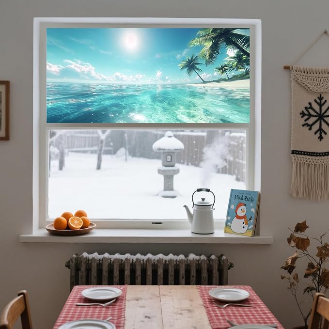 IVN Stained Glass Window Film Beach Design 39.3x17.7inch Window Privacy Film - Image 8