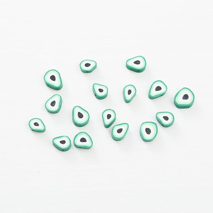 100pcs Green Avocado Polymer Clay Spacer Beads - Image 6