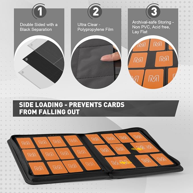 Premium Card Binder 12 Pocket for 720 Pockets Trading Card Binder, PU Zipper - Image 4