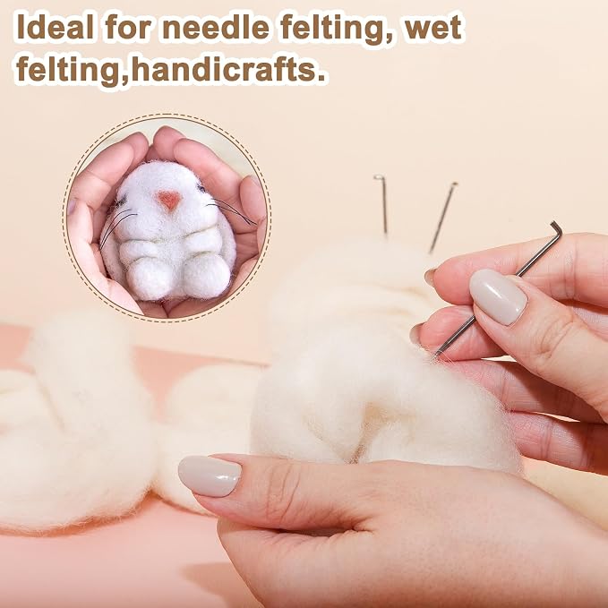 uxcell 3.53oz Wool Roving Yarn, Needle Felting Wool Fiber DIY Craft Needle Wet - Image 4