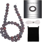 8mm Matte Red Flower Stone Bead, 15-Inch Matte Round Loose Stone Beads by THRELE