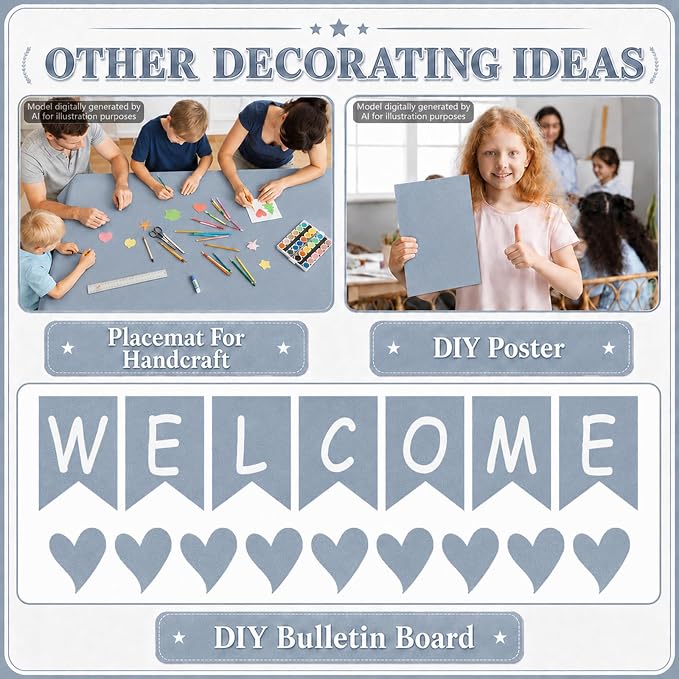 Cottage Blue Buffalo Bulletin Board Roll Non-Woven Fabric Poster 16inX12ft | - Image 5