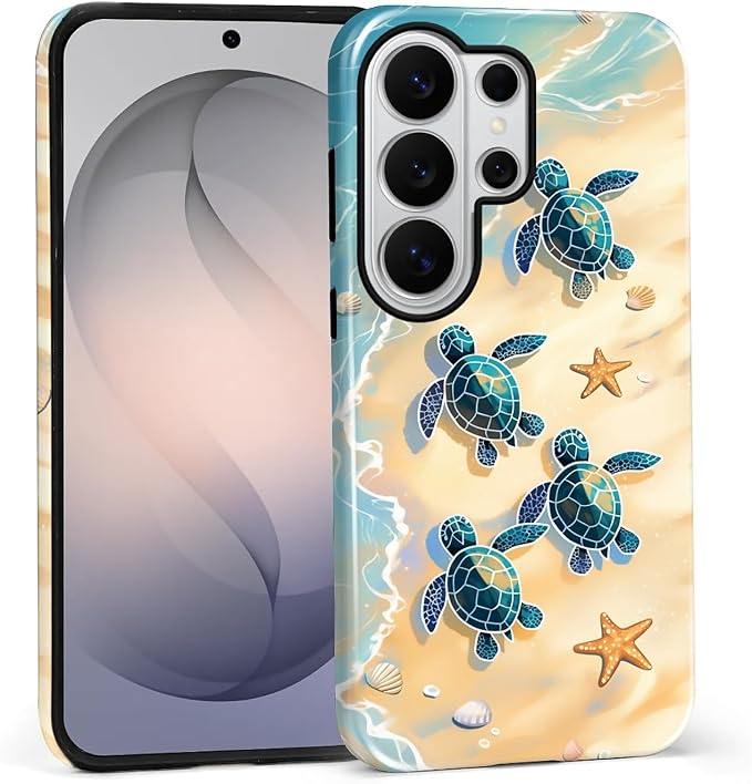 for Samsung Galaxy S26 Ultra Case, Sea Turtle Beach Pattern Glossy 2 in 1 by Teonvpu
