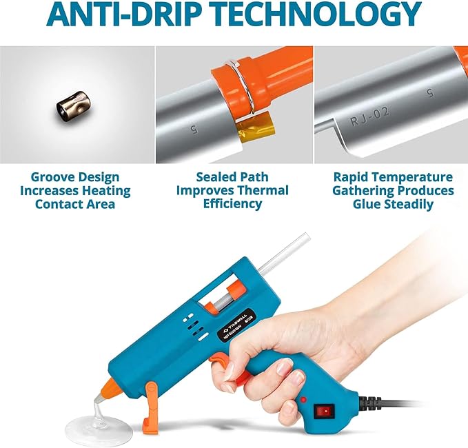 Tilswall Hot Glue Gun Kit with 30 Premius Glue Sticks（130mm x 7mm）, Fast - Image 3