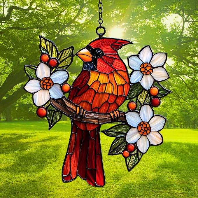 Cardinal Mosaic Effect Acrylic Suncatcher Stained Glass Effect Window Car - Image 3