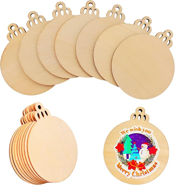 60PCS Unfinished Wood Christmas Cutouts by QDXATIVP
