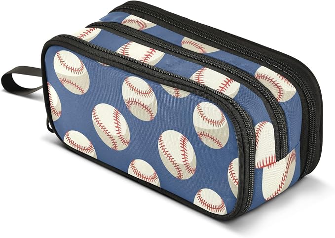 Baseballs Ball Blue Pencil Case Box Boys Girls Large Pencil Pouch by BOENLE-WELCOMEYOURCOMING