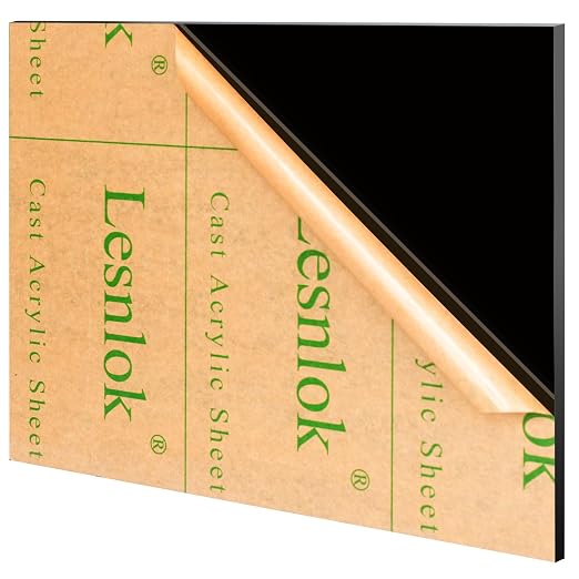 Lesnlok Black Transparent Acrylic Sheet 1/4 inch Thick 6mm 1 Pieces 8 x 12 Cast by Lesnlok