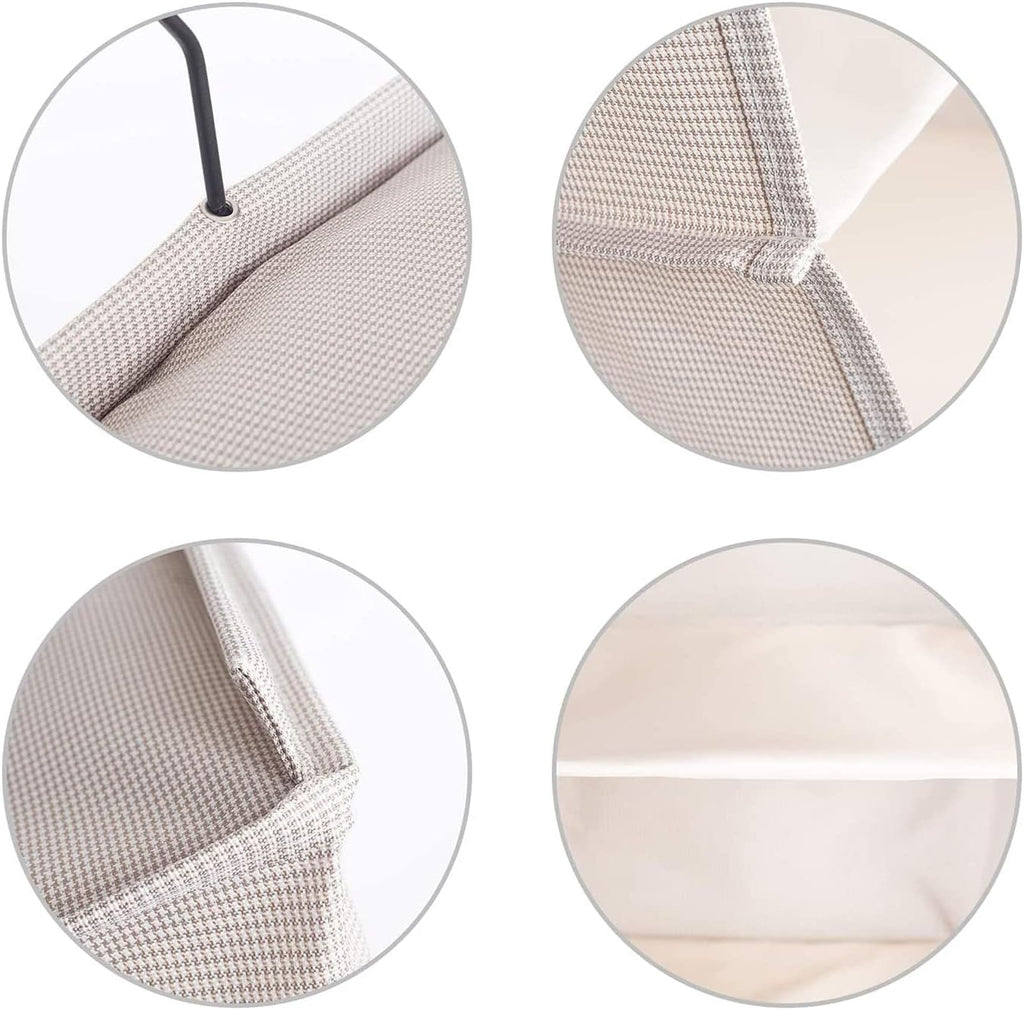 Hanging Closet Organizer, Easy Mount Foldable 3-Shelf Hanging Closet Wardrobe Storage Shelves, Clothes Handbag Shoes Accessories Storage, Imitation Linen Fabric, Beige Houndstooth