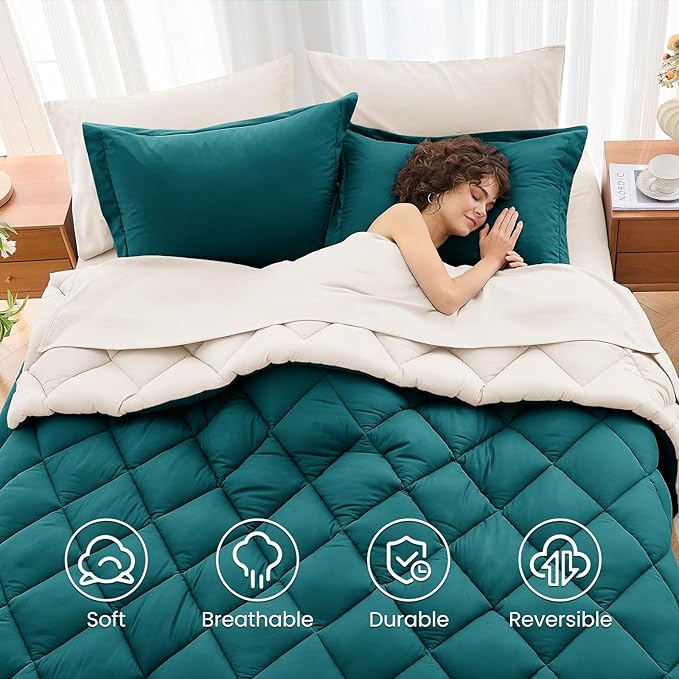 MUXHOMO 5 Pieces Twin XL Comforter Set, Reversible Bed in a Bag Twin XL Size - Image 6