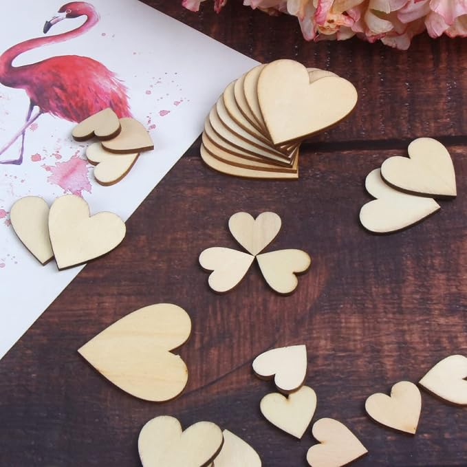 DERAYEE 100Pcs Unfinished Wooden Hearts - Image 5