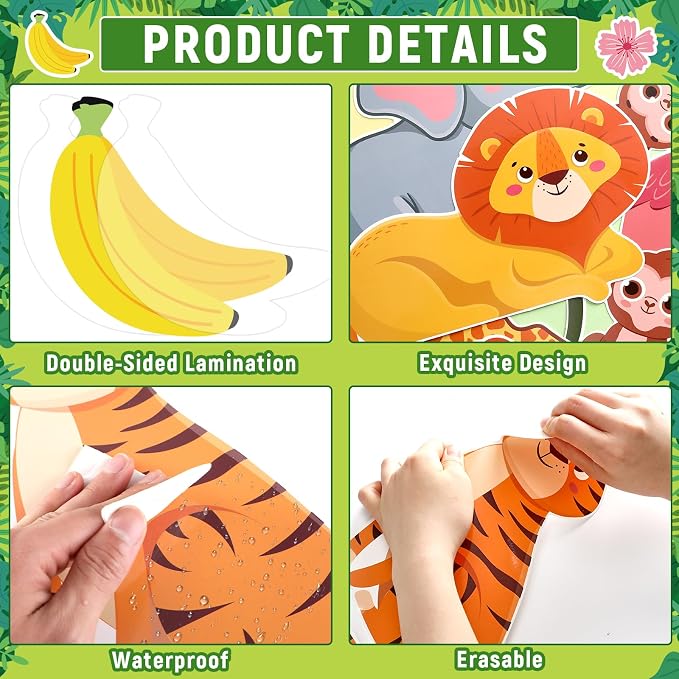72PCS We Are Wild About Learning Bulletin Board Set Jungle Animals Truck - Image 3