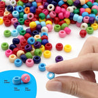 1000Pcs Pony Beads Bracelet 9mm Rainbow Plastic Barrel Pony Beads - Image 2