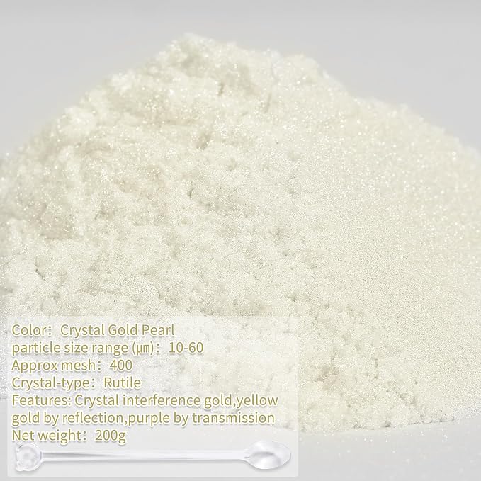 Mica Powder, 7.05OZ（200g）, Crystal Gold Pearl Mica Powder Pigment - Image 2