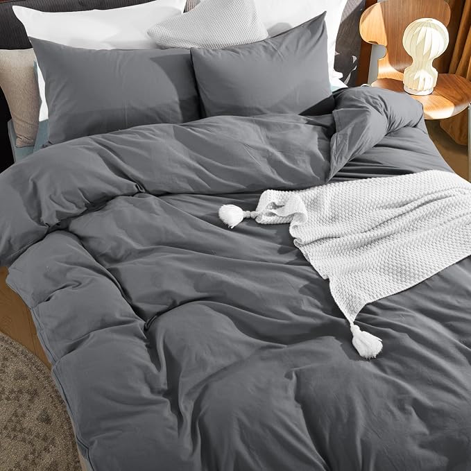 NEXHOME PRO Cotton Duvet Cover Set King Size Linen Look Textured Organic - Image 7