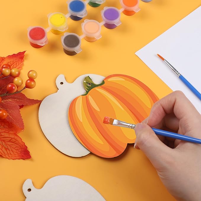 50 PCS Pumpkin Wood Cutouts Unfinished Fall Wooden Cutouts Blank Pumpkin Wood - Image 3