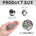 BONNY BOXX 500pcs 8mm Acrylic Faceted Round Crystal Beads Silver Loose Spacer - Image 3