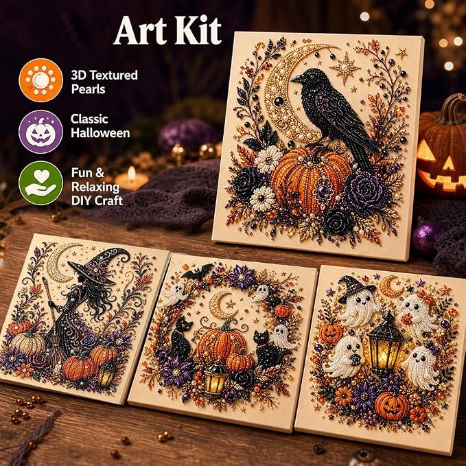 LuckyOkay Halloween Ghost Pearl Art DIY Kit, Spooky Cute 3D Diamond-Painting - Image 2