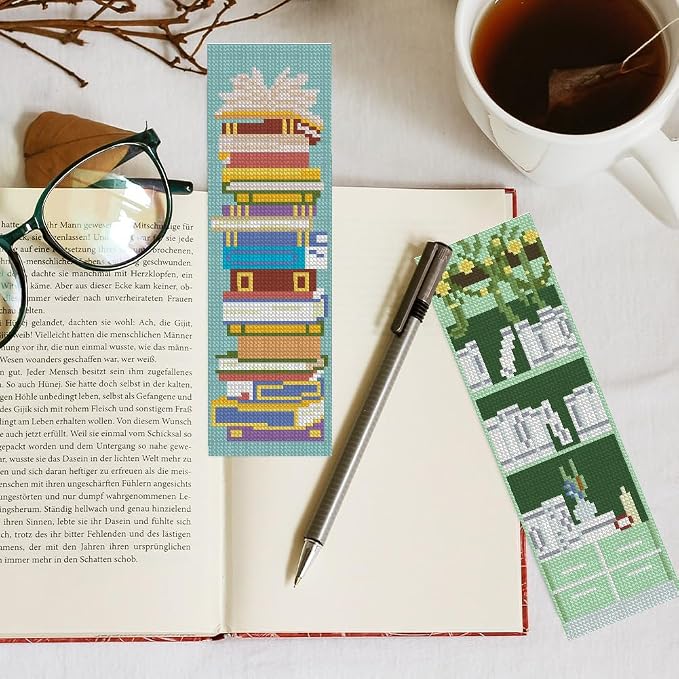 KYOQFVN Bookshelf Cross Stitch Bookmarks - Image 4