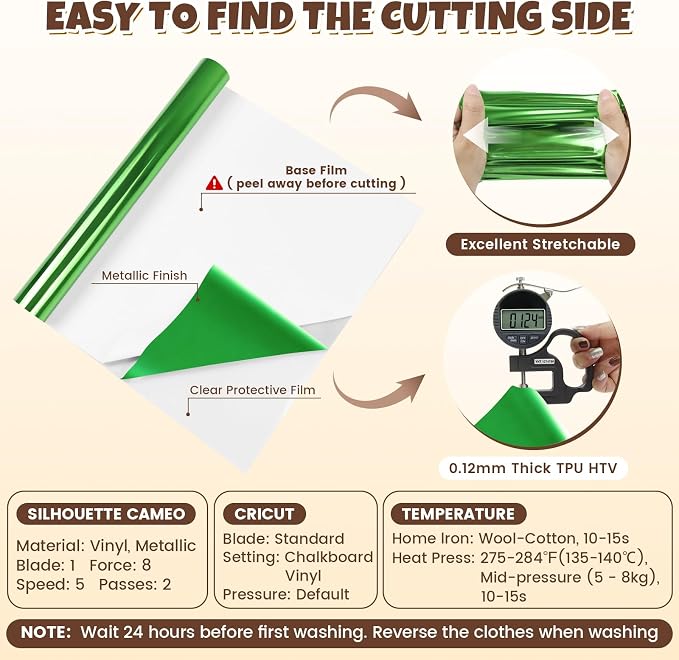 Green Metallic Heat Transfer Vinyl Roll - Image 3