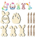 30Pcs Paintable Wooden Easter Bunnies Ornaments Unfinished Wood Cutouts by Tmflexe