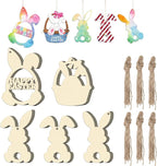 30Pcs Paintable Wooden Easter Bunnies Ornaments Unfinished Wood Cutouts by Tmflexe